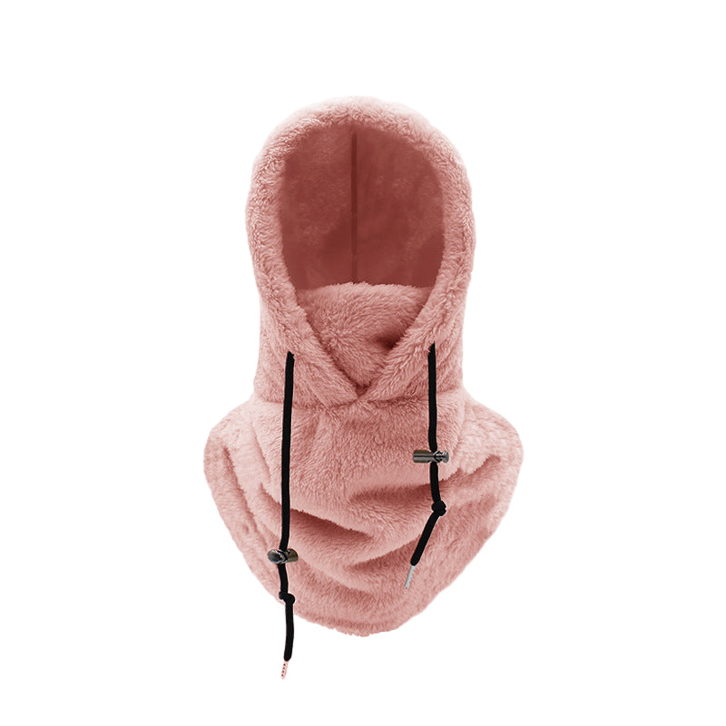 "Unisex Sherpa Balaclava i beige fleece, justerbar design, multifunktionell för både män och kvinnor, perfekt för kallt väder