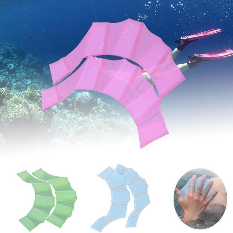 Unisex simhandskar i silikon med hydrodynamisk design, bäddade fingrar, perfekt för simning och vattenaktiviteter.