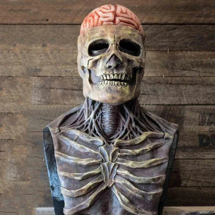Läskig biokemisk skelettmask i latex för vuxna. Skapa en unik halloweenkostym eller maskeradlook.