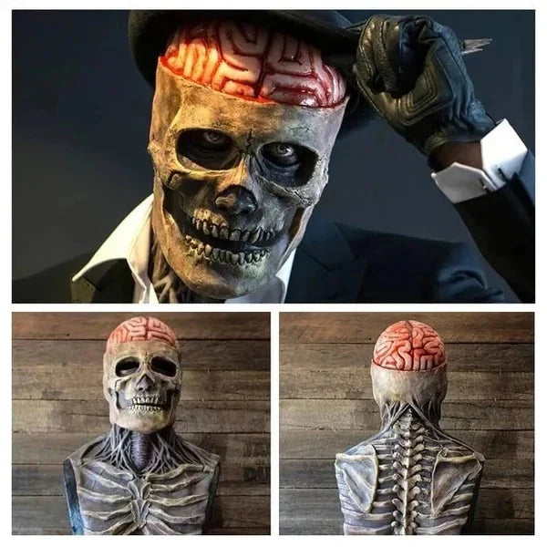 Skelettmask i biokemisk stil. Den ultimata latexmasken för en läskig halloweenfest eller kostym.
