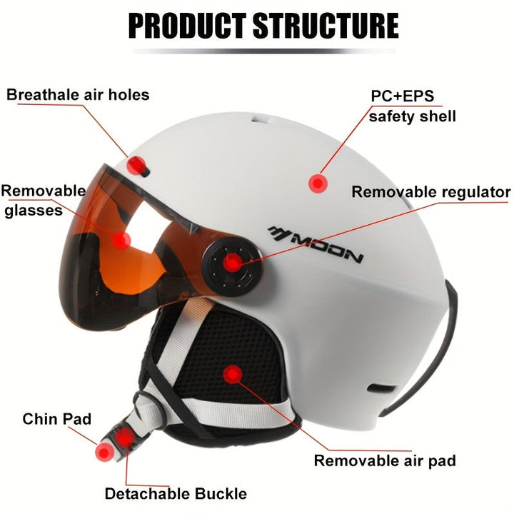 Säker snowboardhjälm för vuxna med ventilation och avtagbar inredning, perfekt för vintersporter.