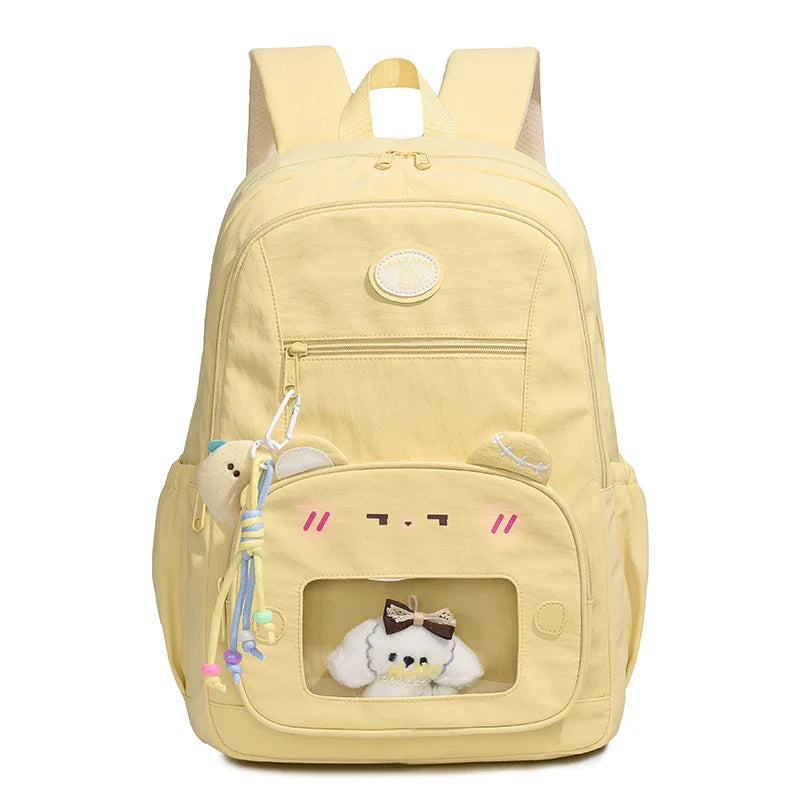 Levande, färgstark skolryggsäck för unisex med anpassningsbart fönster, perfekt för att sticka ut.