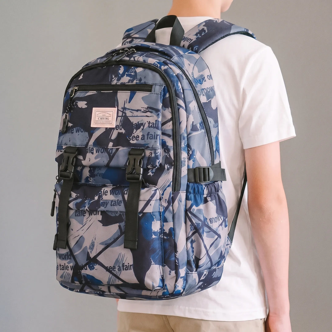 Unisex skolryggsäck med färgglatt abstrakt mönster för barn. Perfekt för skolstart och vardagsbruk.