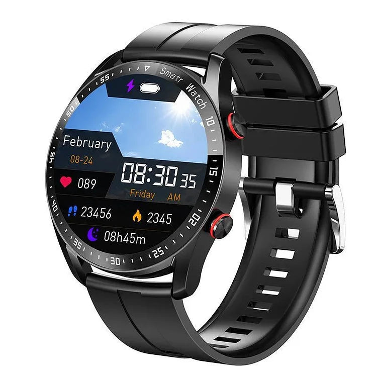 Modern unisex smartklocka med trådlös teknologi och digital display. Komfortabelt handledsband för vardagsbruk.