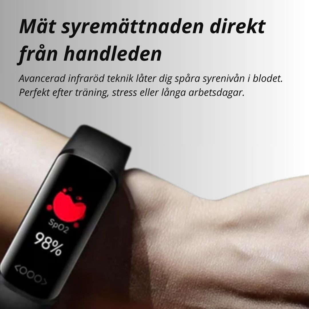 Hälsoklocka med pulsmätare, blodtrycksmätare & sömnspårare. Ditt aktivitetsband för bättre hälsa.