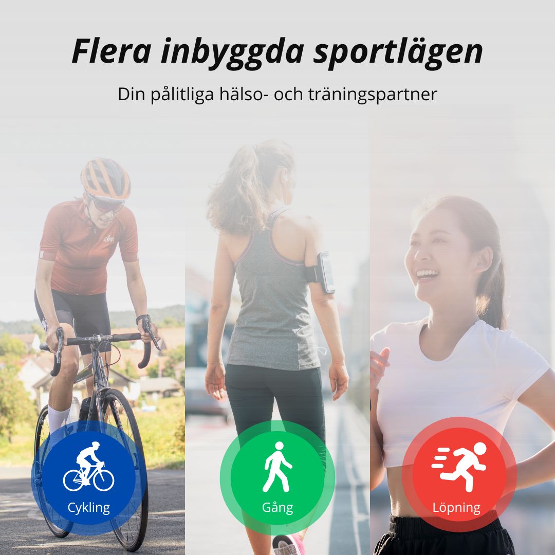 Unisex smartklocka på handleden. Modern design som aktivitetsband för daglig användning & sport.