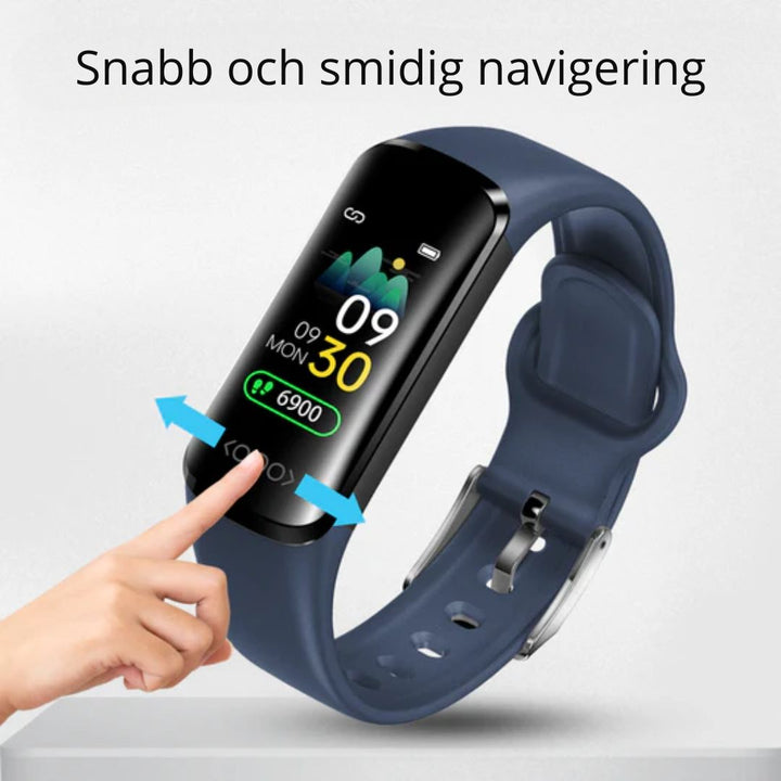 Tålig IP67 sportklocka med blodtryck, puls och stegräknare. Perfekt för aktiv livsstil.