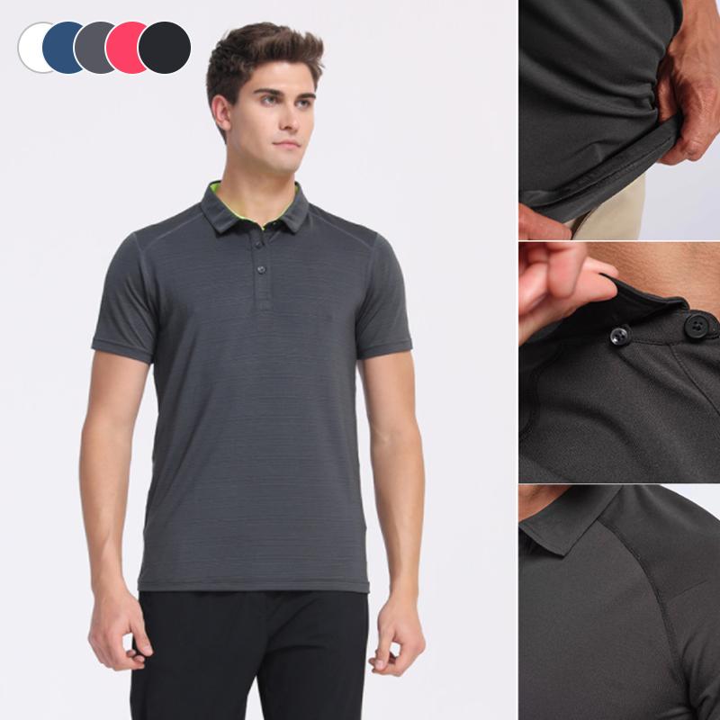 Unisex snabbttorkande pikétröja i blått med knappar och korta ärmar, perfekt för sport och fritidsbruk.