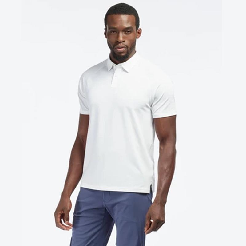 Unisex snabbttorkande pikétröja i blått med knappar och korta ärmar, perfekt för sport och fritidsbruk.