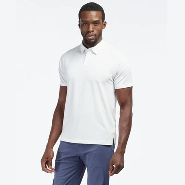 Unisex snabbttorkande pikétröja i blått med knappar och korta ärmar, perfekt för sport och fritidsbruk.