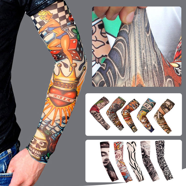 "Unisex solskyddsärmar med tatuering design i nylon, fängslande mönster, perfekt för stil och solskydd, unisex mode."