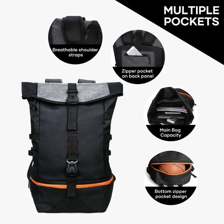 Multifunktionell dagryggsäck 35L för sport och fritid. Rymlig utrustningsväska, unisex modell.