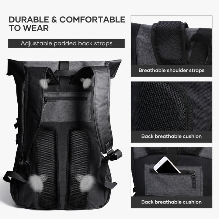 Modern unisex ryggsäck 35L för vardag och äventyr. Ergonomisk design för komfort och stil.