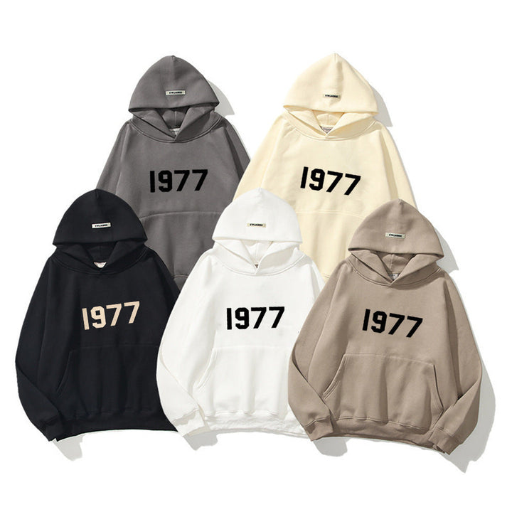 1977-inspirerad retro hoodie med raglanärm, unisex design för höst/vinter mode.