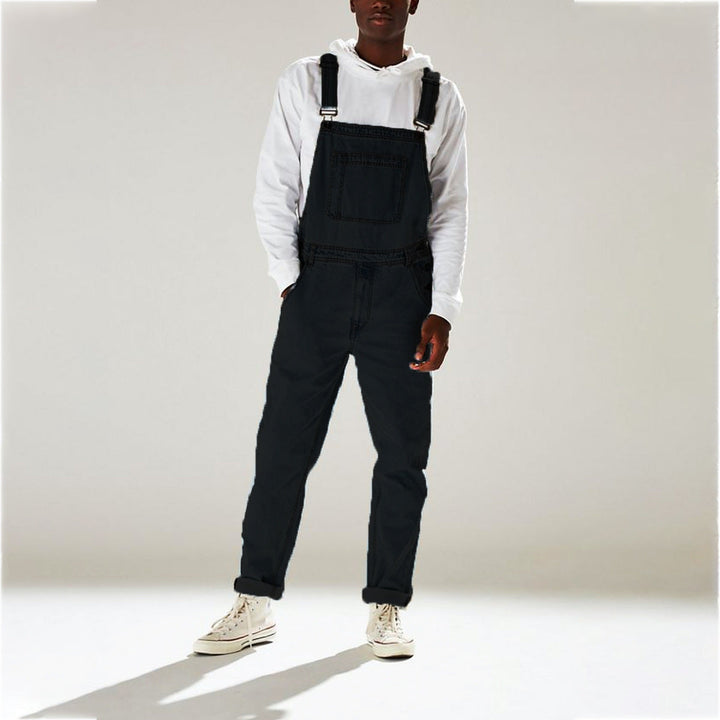 Bekväm unisex utility-overall i streetwear-stil, designad med fickor för funktionell mode.