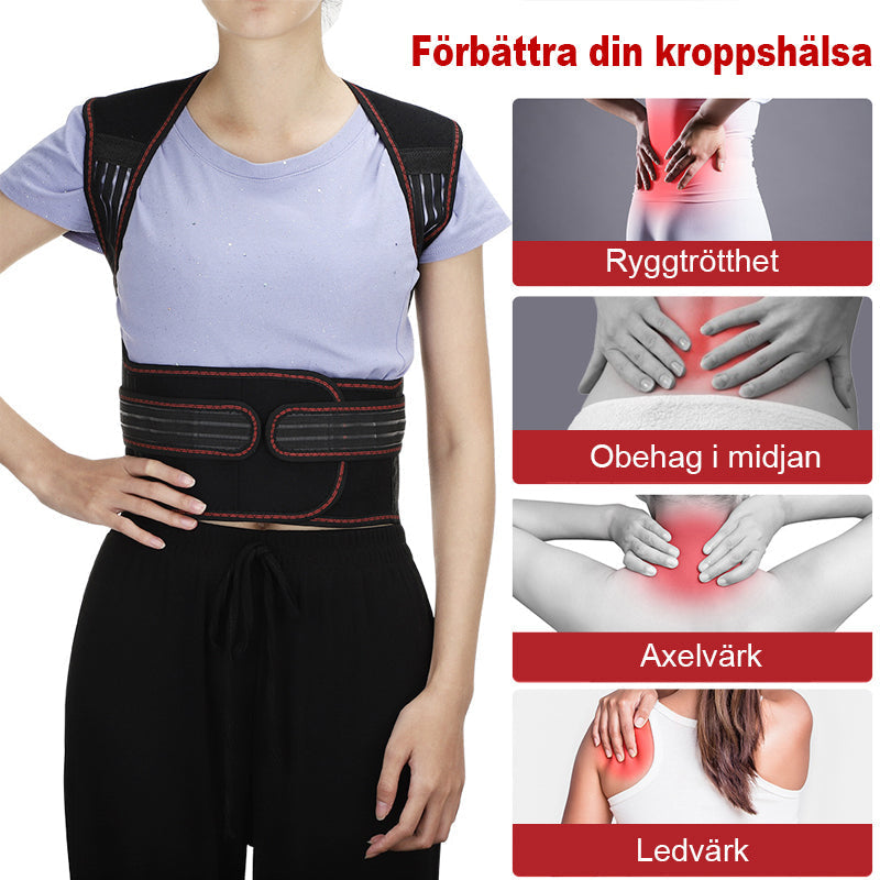 "Unisex svart varmterapiväst med magneter för midja och axel, ergonomisk design, förbättrar blodcirkulation och komfort."