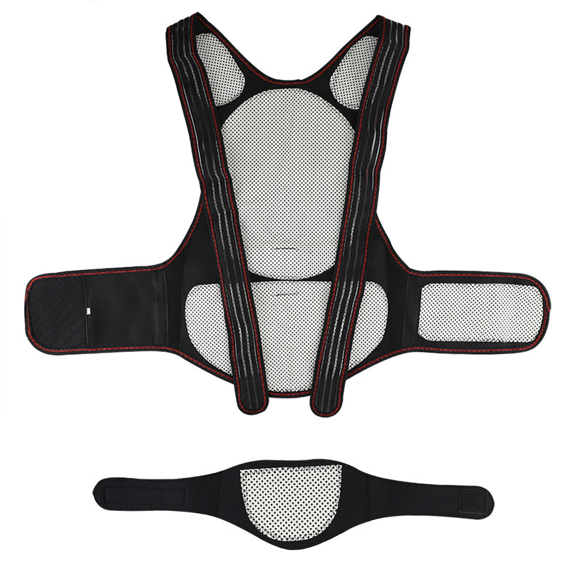 "Unisex svart varmterapiväst med magneter för midja och axel, ergonomisk design, förbättrar blodcirkulation och komfort."