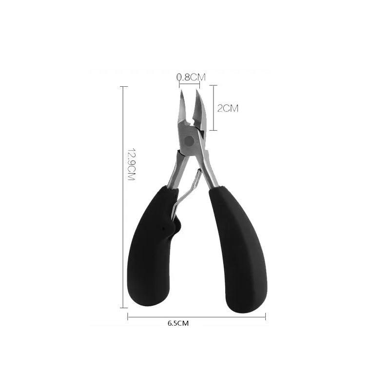 "Unisex tånagelklippare i rostfritt stål med ergonomiskt grepp, böjd knivskarp design för enkel och precis nagelvård."