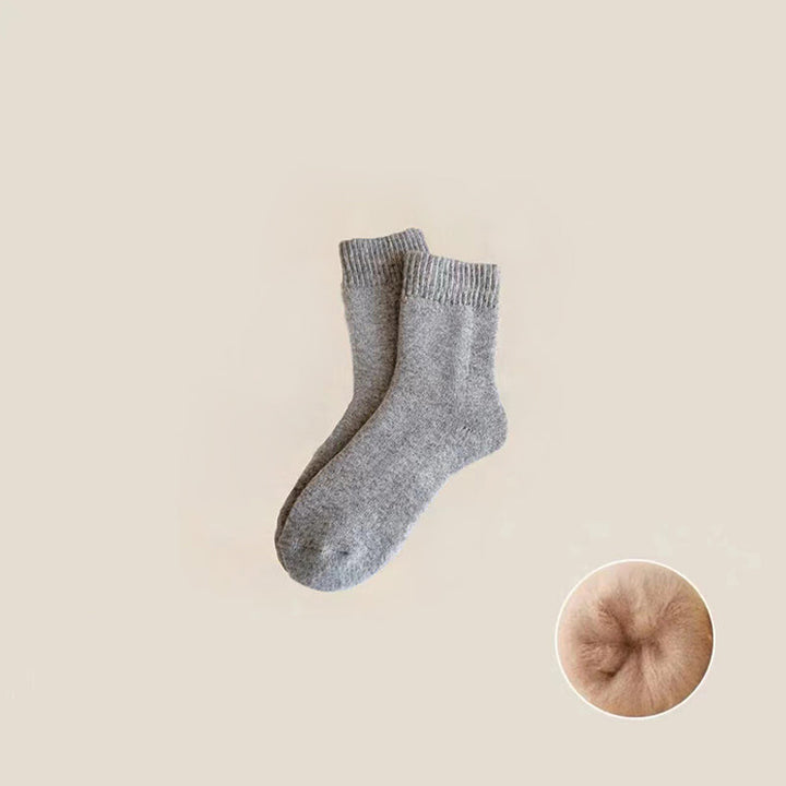 "Unisex termosockor vinter akryl ullblandning, grå färginslag, varm, slitstark och fukttransporterande design"