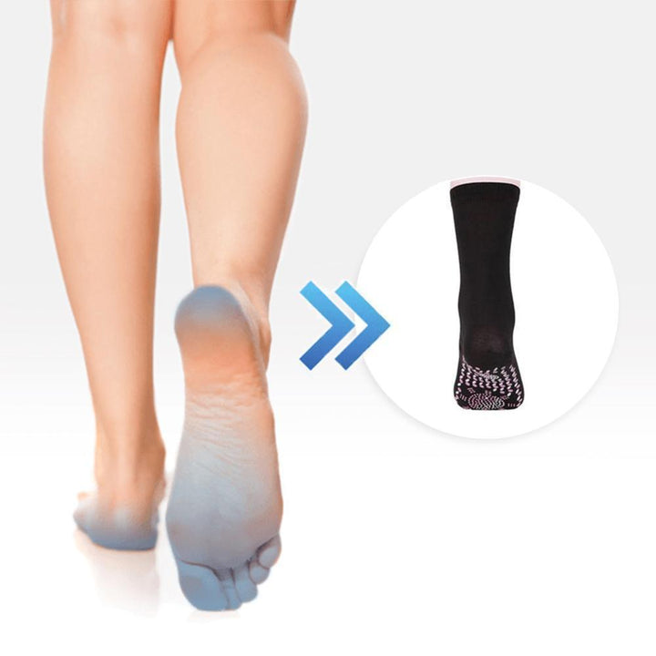 "Unisex tourmaline terapistrumpor i mjuk polyester, vit färg, främjar fjätvalvsstöd, motverkar fotsmärta och trötthet."