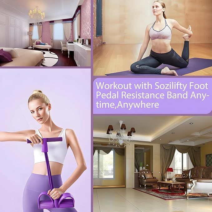 Helkroppsträning med träningsband. Set med motståndsband för stretching, yoga och styrketräning hemma.