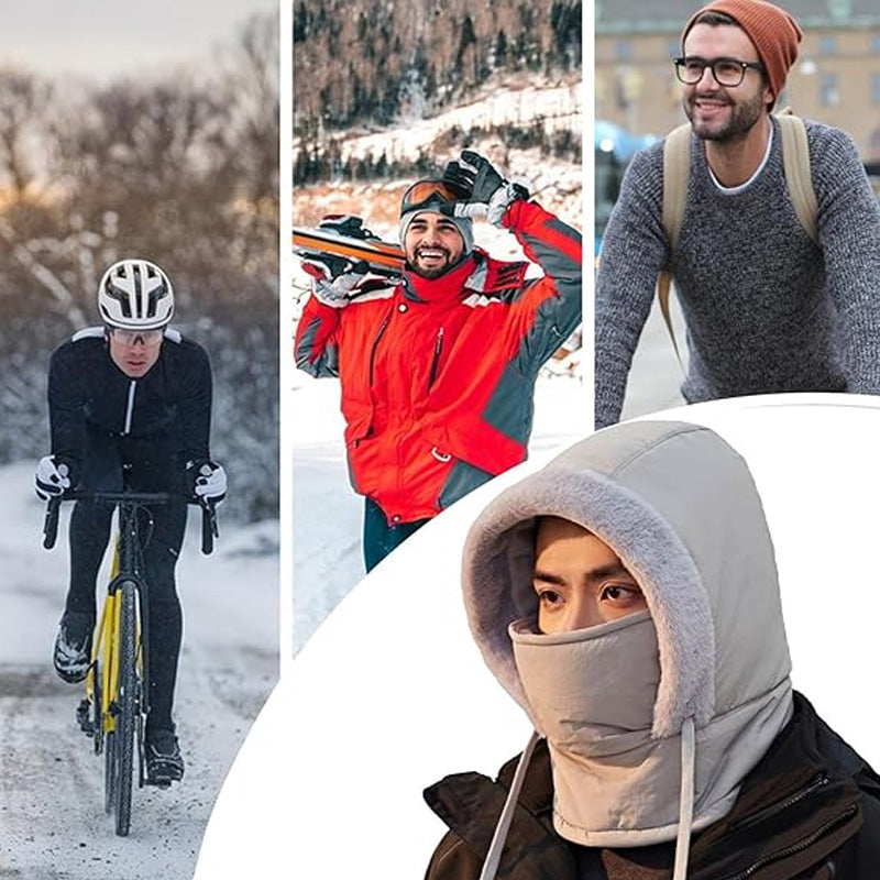 "Unisex vädersäker trappermössa med värmande hörselkåpor, justerbar passform, idealisk för vintersport och utomhusaktiviteter