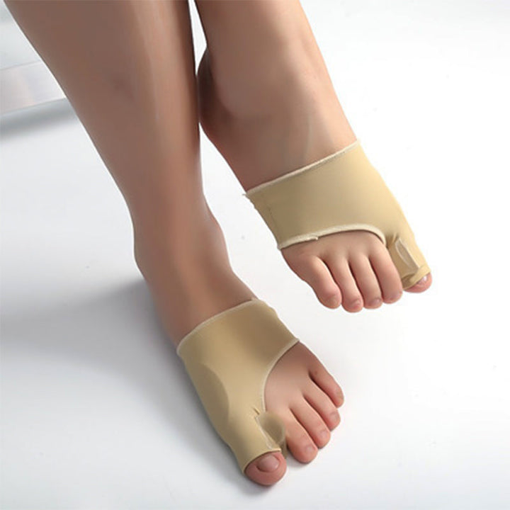 Unisex Valgus-tåskydd med silikonkuddar, beige färg, fotvårdsskydd för smärtlindring och förbättrad gångställning.