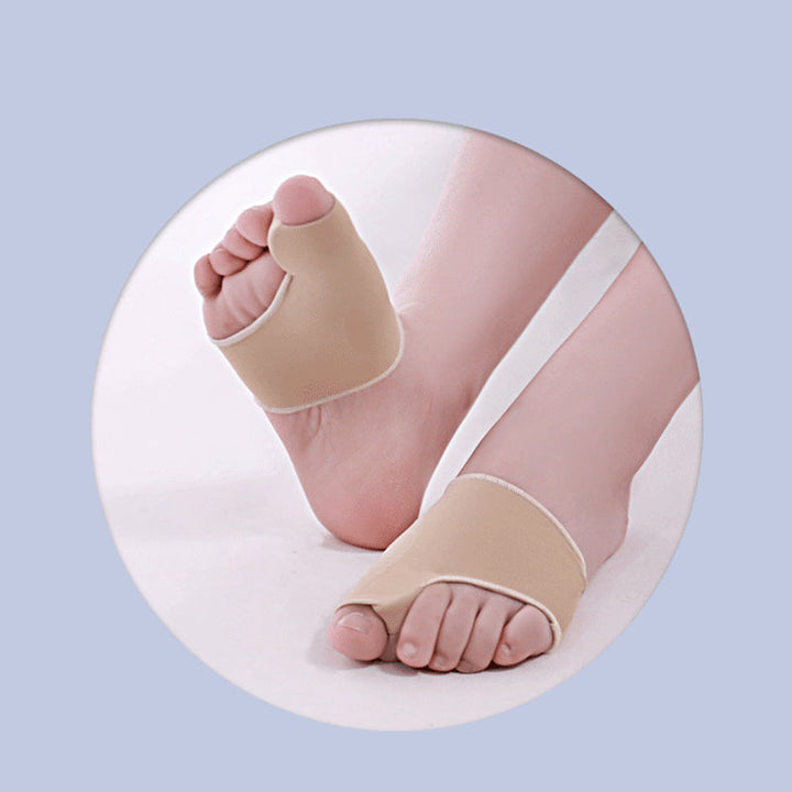 Unisex Valgus-tåskydd med silikonkuddar, beige färg, fotvårdsskydd för smärtlindring och förbättrad gångställning.