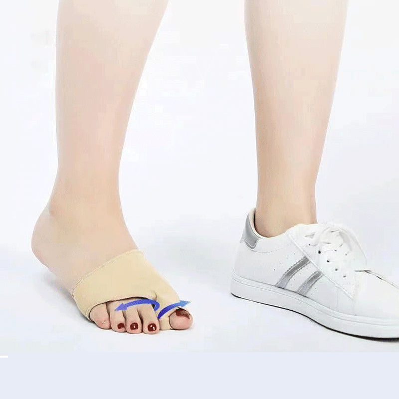 Unisex Valgus-tåskydd med silikonkuddar, beige färg, fotvårdsskydd för smärtlindring och förbättrad gångställning.