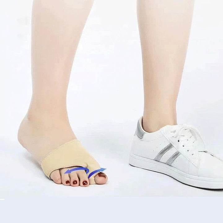 Unisex Valgus-tåskydd med silikonkuddar, beige färg, fotvårdsskydd för smärtlindring och förbättrad gångställning.