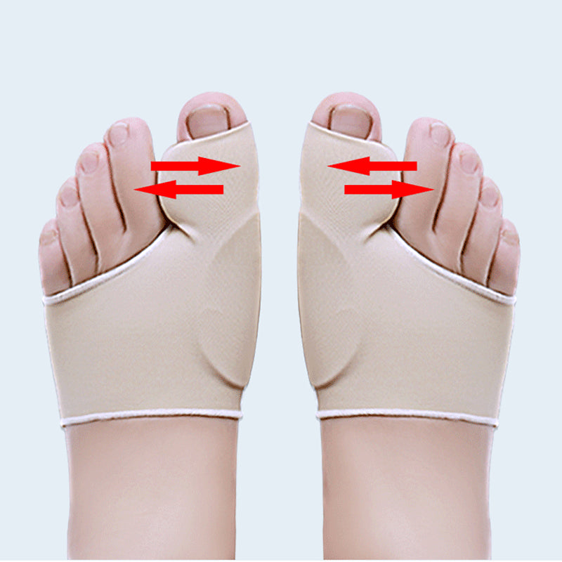 Unisex Valgus-tåskydd med silikonkuddar, beige färg, fotvårdsskydd för smärtlindring och förbättrad gångställning.