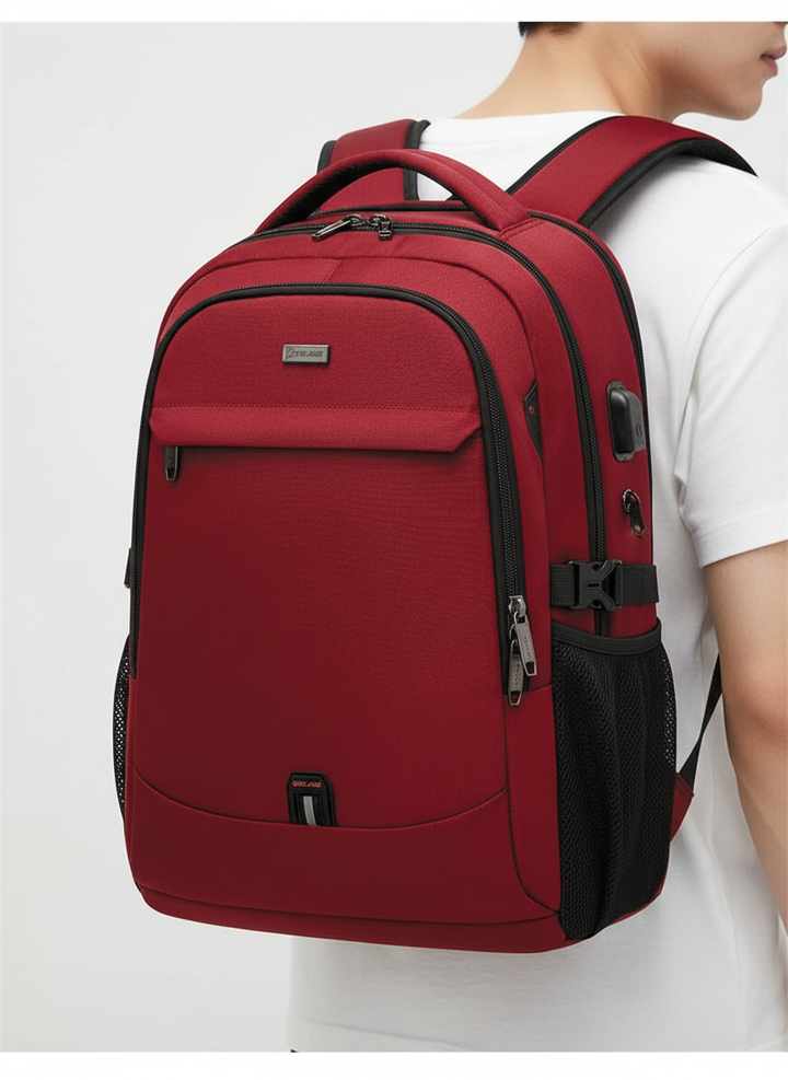 Bekväm vattentät laptopryggsäck med USB-laddning, ergonomisk design för långa pendlingar och resor.