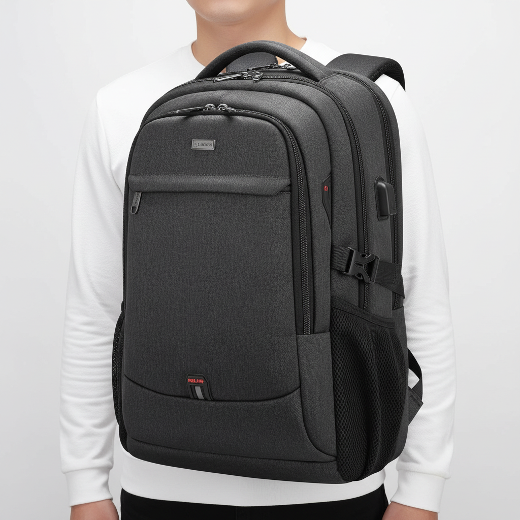 Svart vattentät laptopväska "WaterPack" med säker förvaring, idealisk för skydd på resa och pendling.