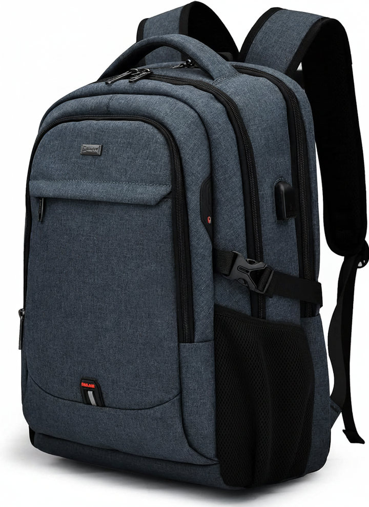 Organiserad laptopryggsäck med smarta fack och vattentätt material, för säker transport av 15.6" laptop.