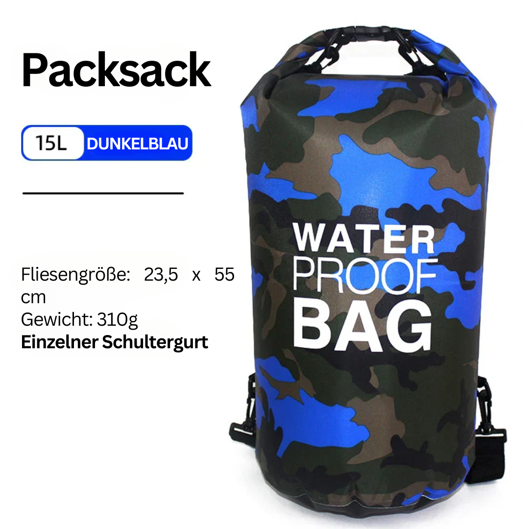Skyddande vattentät ryggsäck för äventyr, camping och blöta/torra föremål.