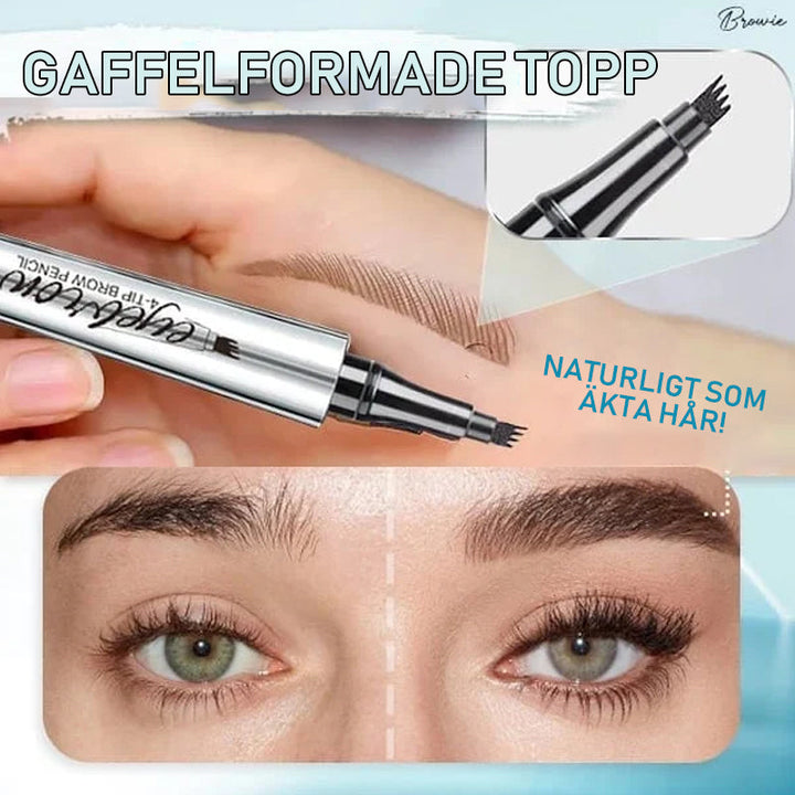 "Unisex vattentät ögonbrynspenna med 4D effekt, 4-stifts spets, microblading, natuliga hårstrån, passar alla hudtoner"