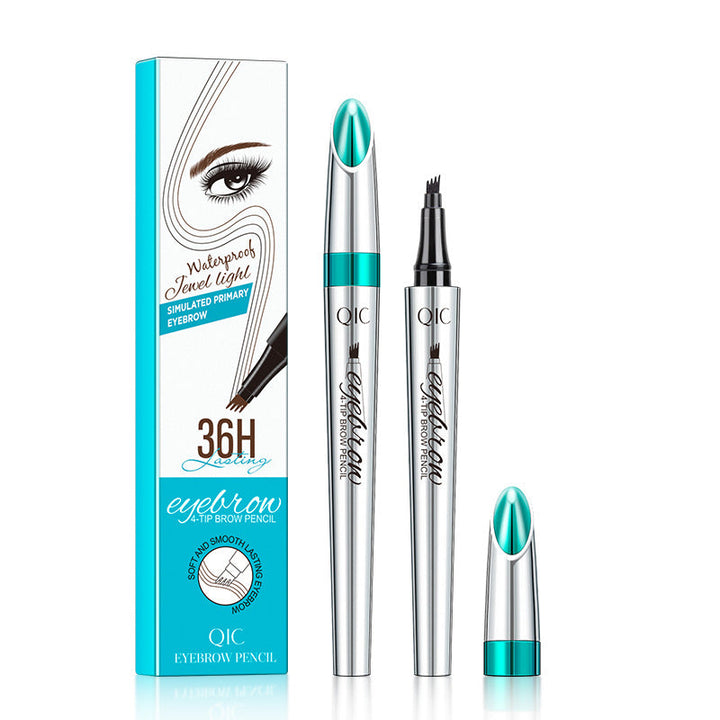 "Unisex vattentät ögonbrynspenna med 4D effekt, 4-stifts spets, microblading, natuliga hårstrån, passar alla hudtoner"