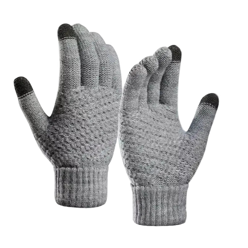Unisex vinterhandskar i svart med pekskärmsfunktion och varmt fleecefoder, framifrån.