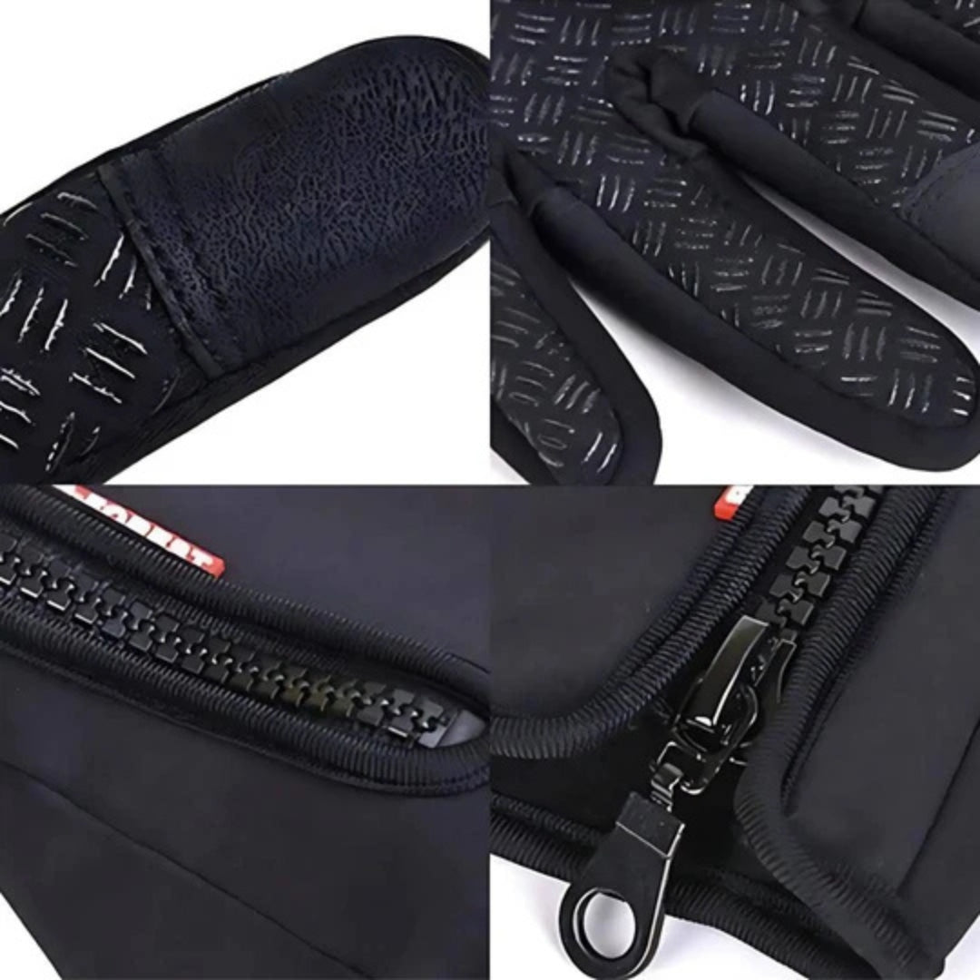 Stilrena svarta unisex vinterhandskar, ergonomiskt utformade för bekväm passform & värme under vinterns aktiviteter.