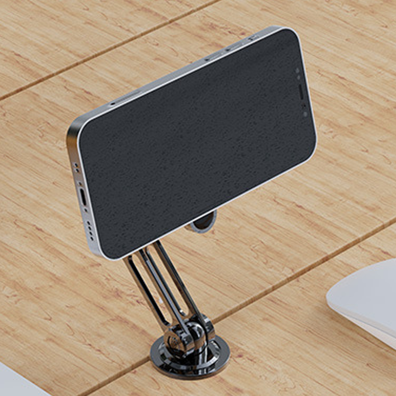 Universal 360° biltelefonhållare, magnetiskt fäste, stilren design, säker montering, zinklegering, smartphone kompatibel.