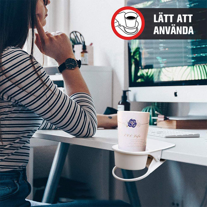 "Universal kopphållare i ABS, skrivbordsklämma, svart, stilren design, enkel installation, platsbesparande tillbehör."