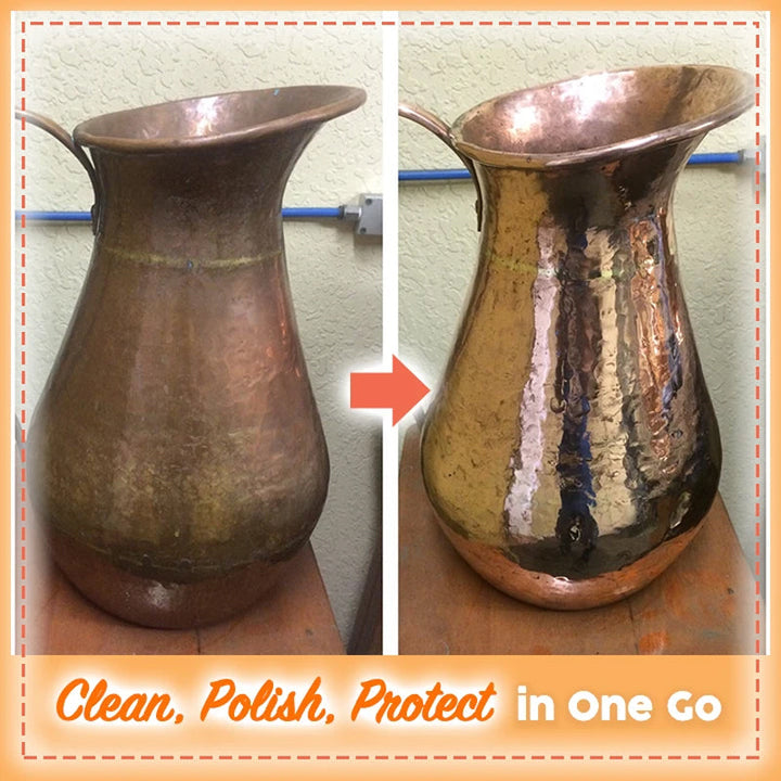 "Universal metallputs kräm för glansig yta, effektivt mot smuts och repor, lämplig för olika metaller, vit kräm i tub."