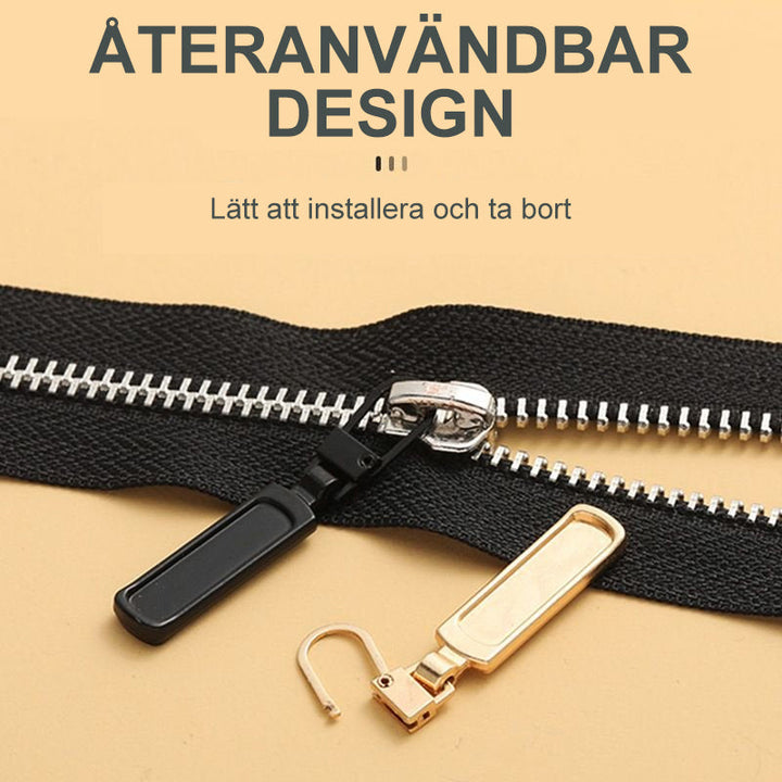 "Universalt avtagbart metallhandtag för dragkedjor, silver, perfekt för kläder och väskor, rektangulärt, robust design."