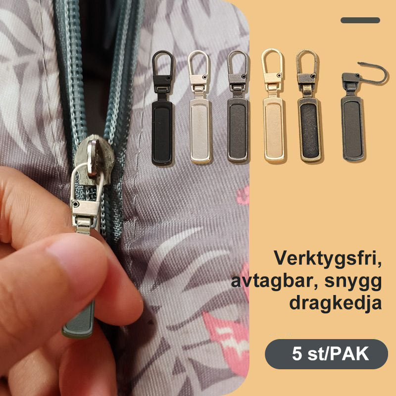 "Universalt avtagbart metallhandtag för dragkedjor, silver, perfekt för kläder och väskor, rektangulärt, robust design."