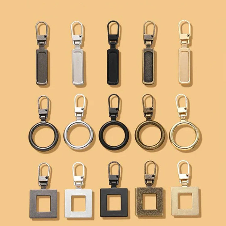 "Universalt avtagbart metallhandtag för dragkedjor, silver, perfekt för kläder och väskor, rektangulärt, robust design."