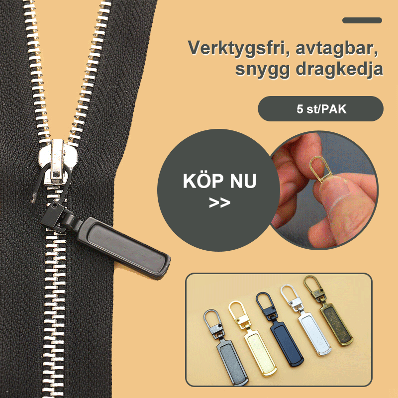 "Universalt avtagbart metallhandtag för dragkedjor, silver, perfekt för kläder och väskor, rektangulärt, robust design."