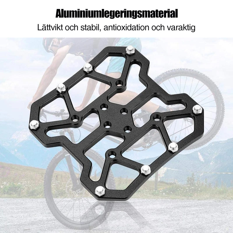 "Universell clipless pedalplattform i aluminium för cyklar, lätt och hållbar, finns i flera färger för enkel cykling."