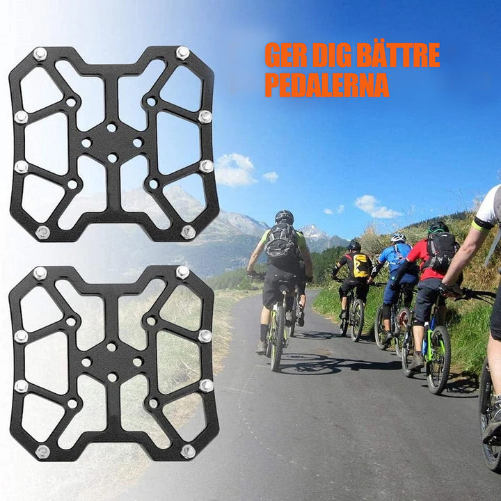 "Universell clipless pedalplattform i aluminium för cyklar, lätt och hållbar, finns i flera färger för enkel cykling."