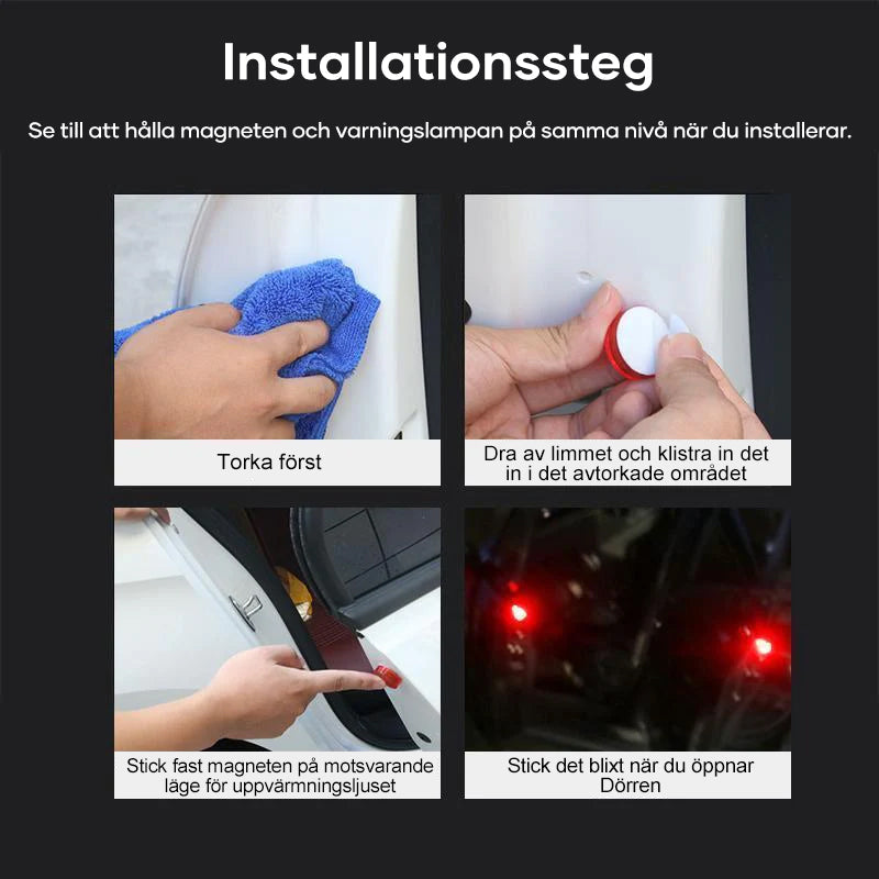 "Universell LED dörrvarningslampa för bil, röd/blå, 2-pack, mot olyckor. Små, vattentäta, enkel installation, ABS-plast."