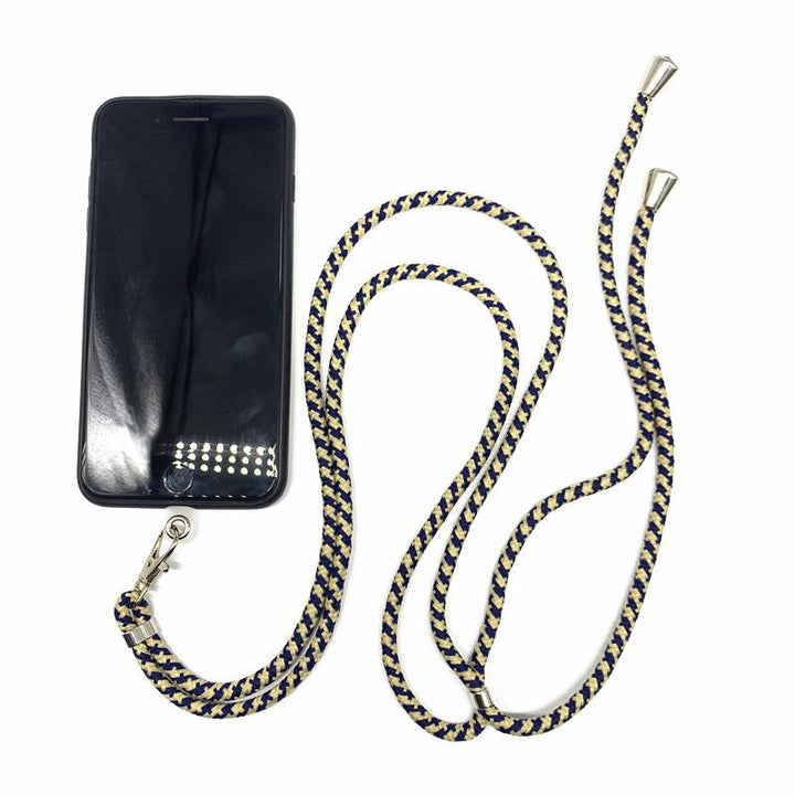 Universell löstagbar telefonrem i nylon och metall, justerbar, grå färg, hållbar, ger säkerhet och bekvämlighet.